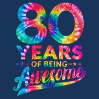 80th Birthday 80 Years Old Tie Dye Awesome 7 Panel Mesh Trucker Snapback Hat