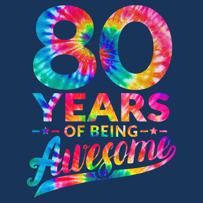 80th Birthday 80 Years Old Tie Dye Awesome 7 Panel Mesh Trucker Snapback Hat