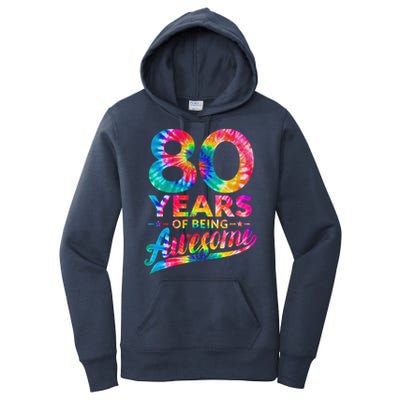 80th Birthday 80 Years Old Tie Dye Awesome Women's Pullover Hoodie