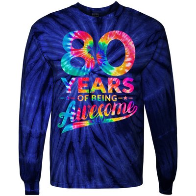 80th Birthday 80 Years Old Tie Dye Awesome Tie-Dye Long Sleeve Shirt