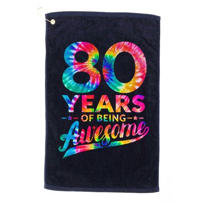 80th Birthday 80 Years Old Tie Dye Awesome Golf Towel