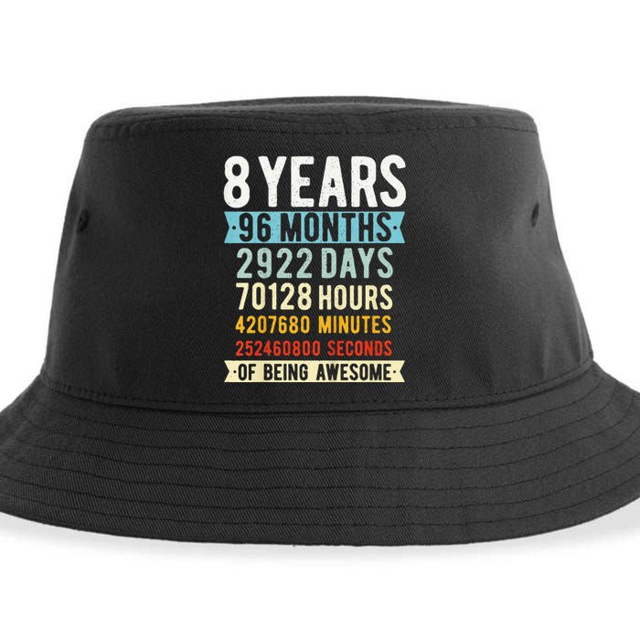 8th Birthday 8 Years Old Vintage Retro 96 Months Cute Sustainable Bucket Hat