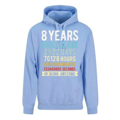 8th Birthday 8 Years Old Vintage Retro 96 Months Cute Unisex Surf Hoodie