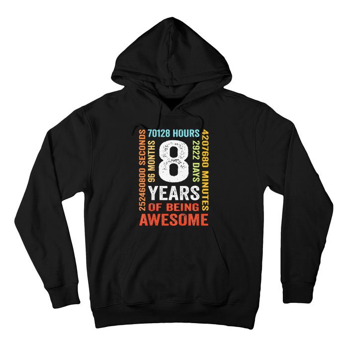 8th Birthday 8 Years Old Vintage Retro 96 Monthsss Hoodie