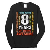 8th Birthday 8 Years Old Vintage Retro 96 Monthsss Long Sleeve Shirt