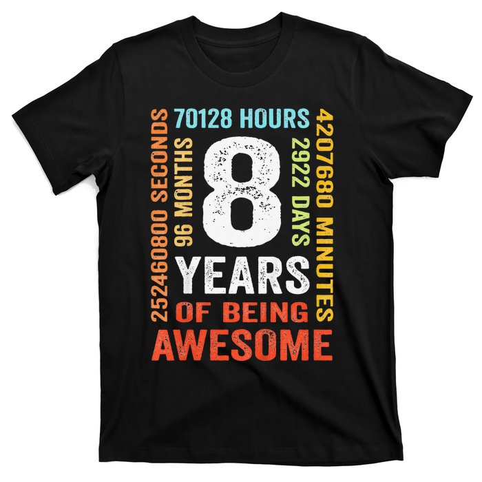 8th Birthday 8 Years Old Vintage Retro 96 Monthsss T-Shirt