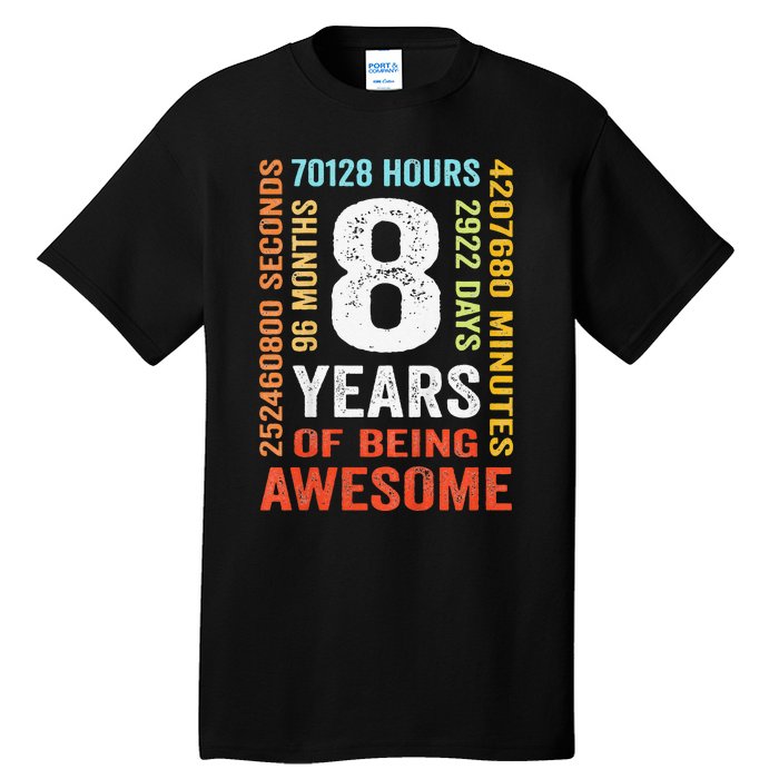 8th Birthday 8 Years Old Vintage Retro 96 Monthsss Tall T-Shirt