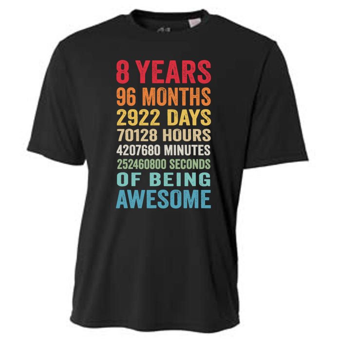 8th Birthday 8 Years Old Vintage Retro 96 Months Cooling Performance Crew T-Shirt