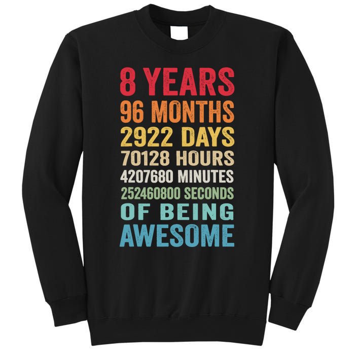 8th Birthday 8 Years Old Vintage Retro 96 Months Sweatshirt