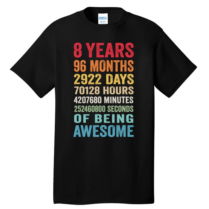 8th Birthday 8 Years Old Vintage Retro 96 Months Tall T-Shirt