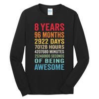 8th Birthday 8 Years Old Vintage Retro 96 Months Tall Long Sleeve T-Shirt