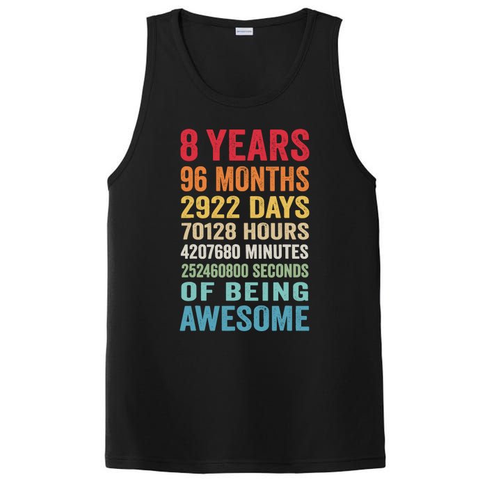 8th Birthday 8 Years Old Vintage Retro 96 Months PosiCharge Competitor Tank