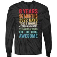 8th Birthday 8 Years Old Vintage Retro 96 Months Tie-Dye Long Sleeve Shirt