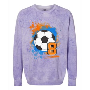 8th Birthday 8 Years Old Soccer Ball Colorblast Crewneck Sweatshirt