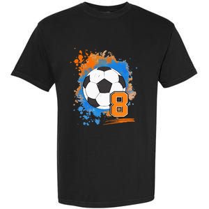 8th Birthday 8 Years Old Soccer Ball Garment-Dyed Heavyweight T-Shirt