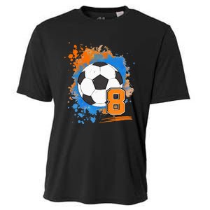 8th Birthday 8 Years Old Soccer Ball Cooling Performance Crew T-Shirt