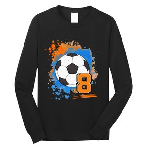 8th Birthday 8 Years Old Soccer Ball Long Sleeve Shirt