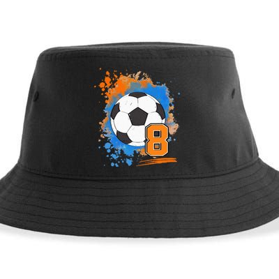 8th Birthday 8 Years Old Soccer Ball Sustainable Bucket Hat