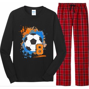 8th Birthday 8 Years Old Soccer Ball Long Sleeve Pajama Set