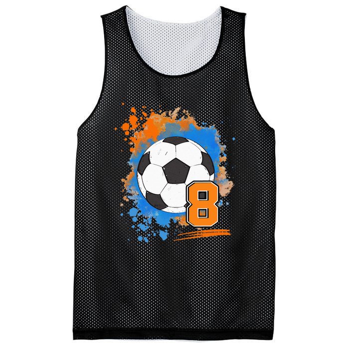 8th Birthday 8 Years Old Soccer Ball Mesh Reversible Basketball Jersey Tank