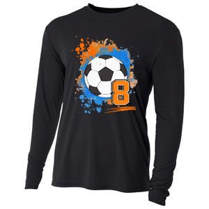 8th Birthday 8 Years Old Soccer Ball Cooling Performance Long Sleeve Crew