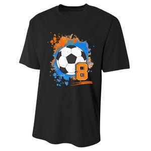 8th Birthday 8 Years Old Soccer Ball Performance Sprint T-Shirt