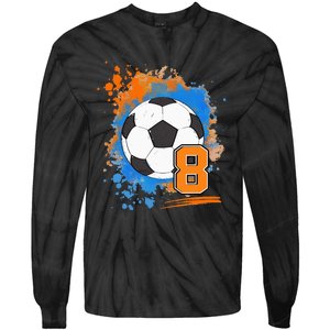 8th Birthday 8 Years Old Soccer Ball Tie-Dye Long Sleeve Shirt