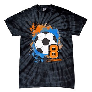 8th Birthday 8 Years Old Soccer Ball Tie-Dye T-Shirt