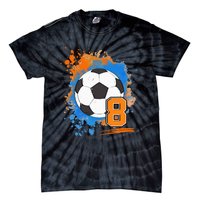 8th Birthday 8 Years Old Soccer Ball Tie-Dye T-Shirt