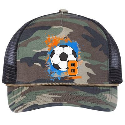 8th Birthday 8 Years Old Soccer Ball Retro Rope Trucker Hat Cap