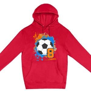 8th Birthday 8 Years Old Soccer Ball Premium Pullover Hoodie