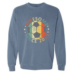 8th Birthday 8 Yrs Old Awesome Since 2015 Soccer Player Garment-Dyed Sweatshirt