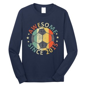 8th Birthday 8 Yrs Old Awesome Since 2015 Soccer Player Long Sleeve Shirt