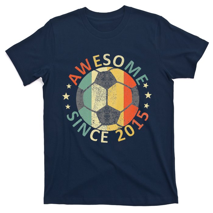 8th Birthday 8 Yrs Old Awesome Since 2015 Soccer Player T-Shirt