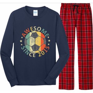 8th Birthday 8 Yrs Old Awesome Since 2015 Soccer Player Long Sleeve Pajama Set