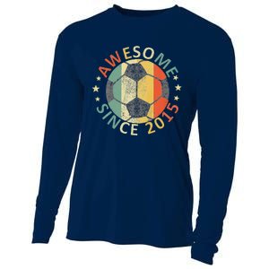 8th Birthday 8 Yrs Old Awesome Since 2015 Soccer Player Cooling Performance Long Sleeve Crew