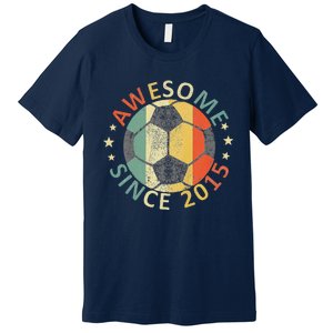 8th Birthday 8 Yrs Old Awesome Since 2015 Soccer Player Premium T-Shirt