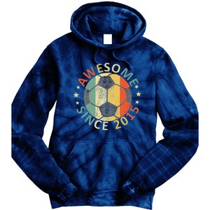 8th Birthday 8 Yrs Old Awesome Since 2015 Soccer Player Tie Dye Hoodie