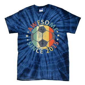 8th Birthday 8 Yrs Old Awesome Since 2015 Soccer Player Tie-Dye T-Shirt