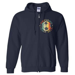 8th Birthday 8 Yrs Old Awesome Since 2015 Soccer Player Full Zip Hoodie