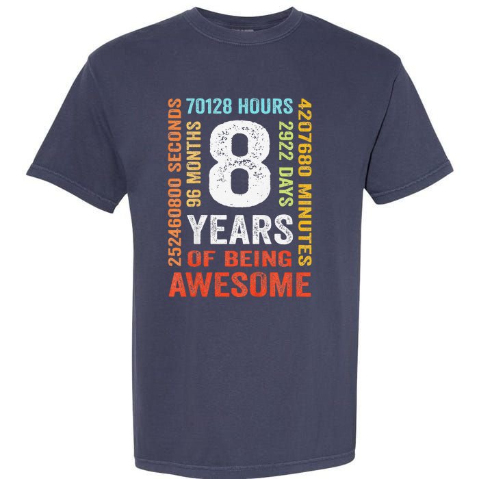 8th Birthday 8 Years Old Vintage 96 Months Garment-Dyed Heavyweight T-Shirt