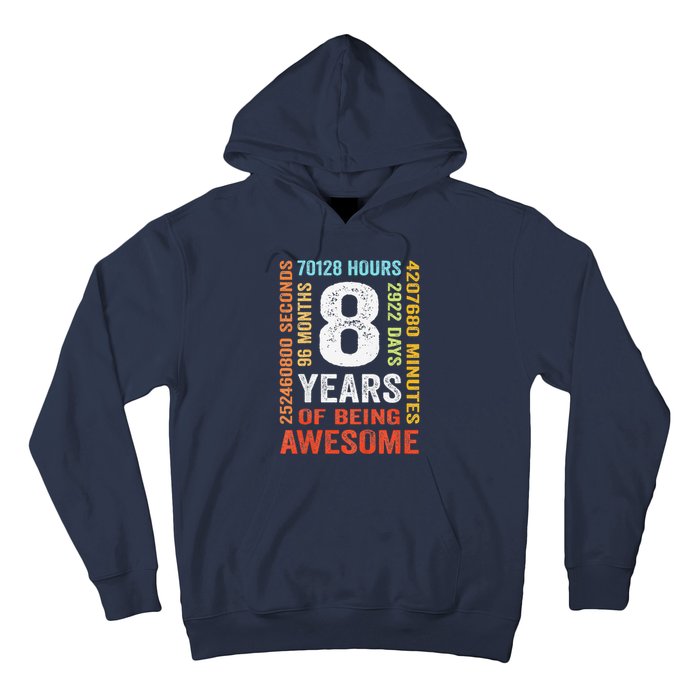 8th Birthday 8 Years Old Vintage 96 Months Hoodie