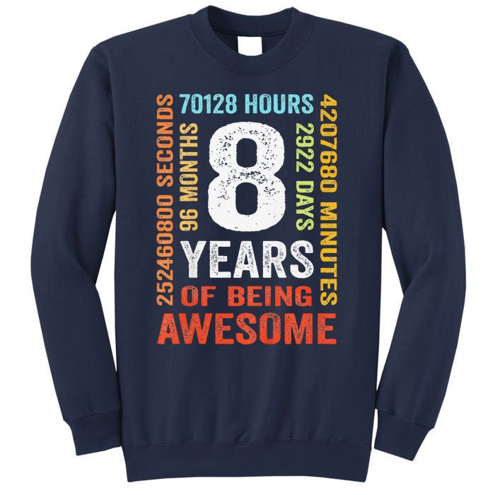 8th Birthday 8 Years Old Vintage 96 Months Sweatshirt