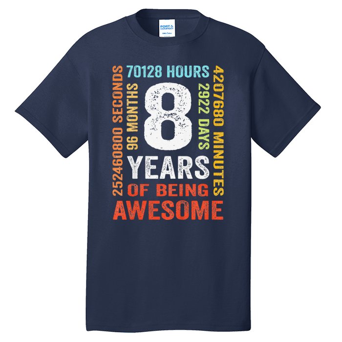 8th Birthday 8 Years Old Vintage 96 Months Tall T-Shirt