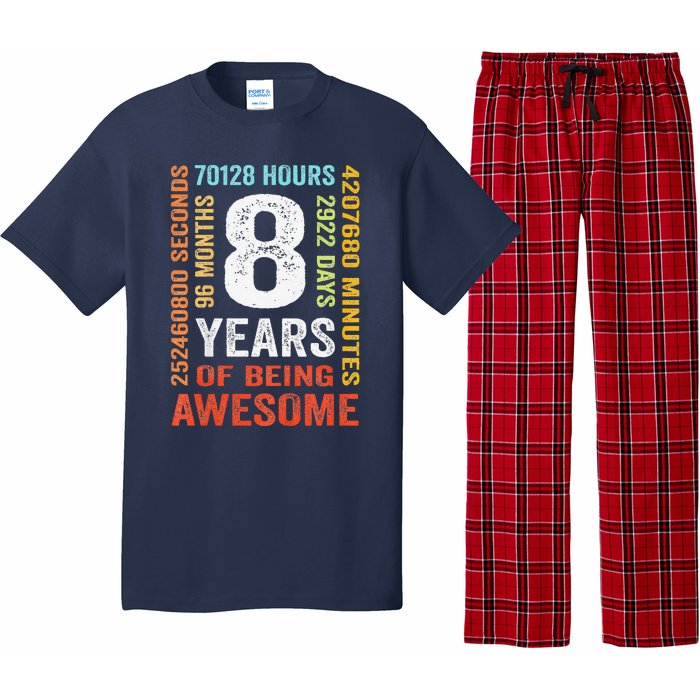 8th Birthday 8 Years Old Vintage 96 Months Pajama Set