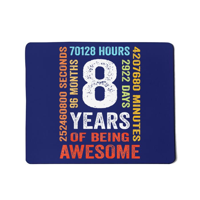 8th Birthday 8 Years Old Vintage 96 Months Mousepad