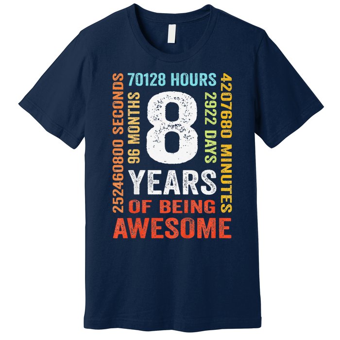 8th Birthday 8 Years Old Vintage 96 Months Premium T-Shirt