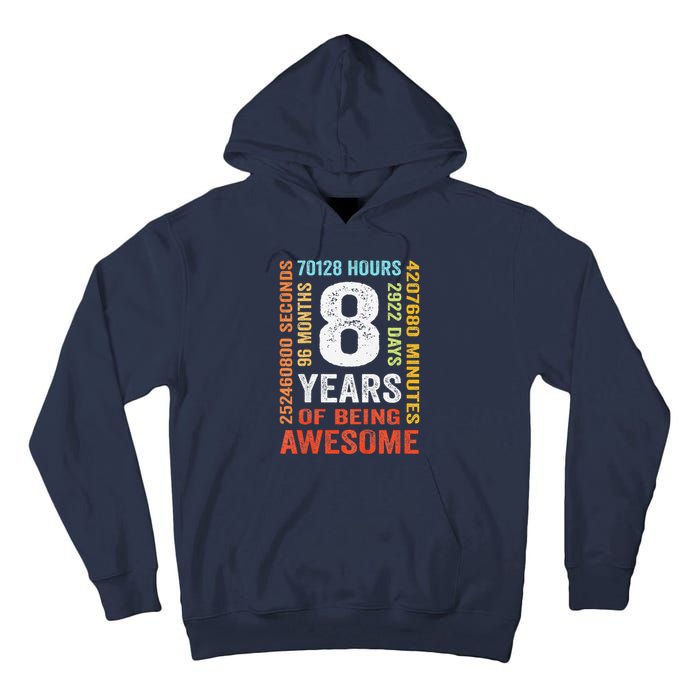 8th Birthday 8 Years Old Vintage 96 Months Tall Hoodie