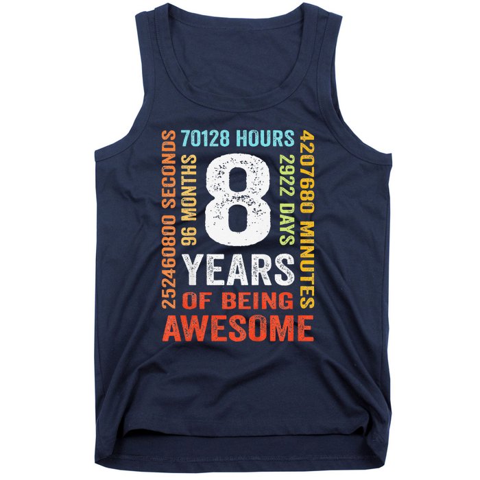 8th Birthday 8 Years Old Vintage 96 Months Tank Top