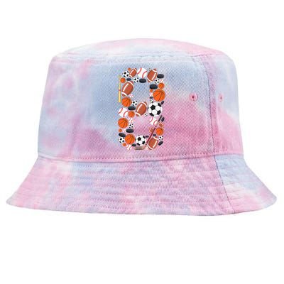 8th Birthday 8 Years Old Sports Baller Tie-Dyed Bucket Hat